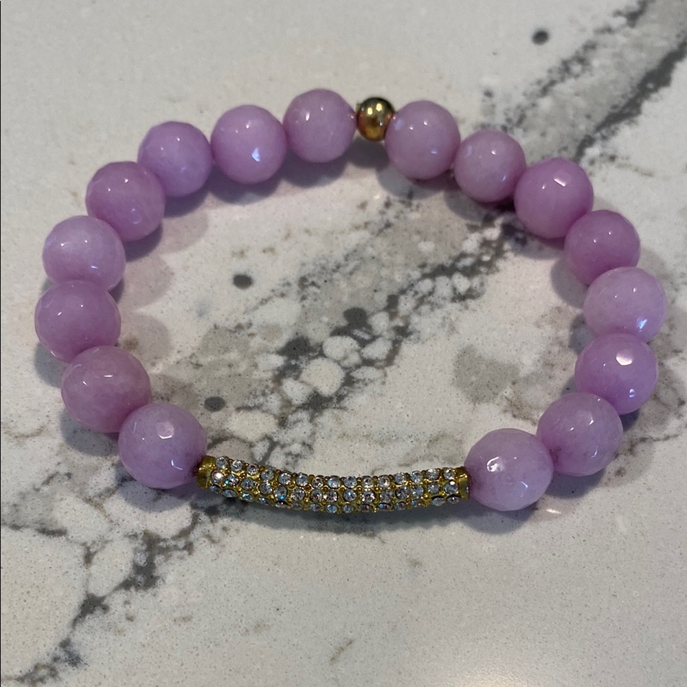 Love Poppy Lilac Beaded Bracelet with Gold Accents